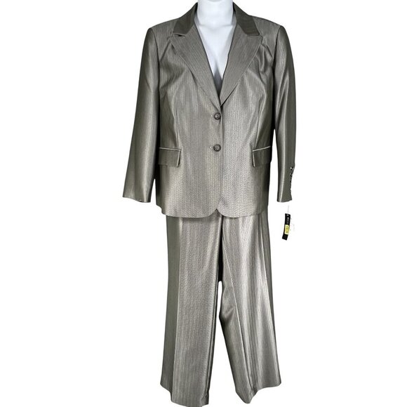 NWT John Meyer Collection By Jacques Moiner Womens 18W Blazer Pants Power Suit - Picture 1 of 16